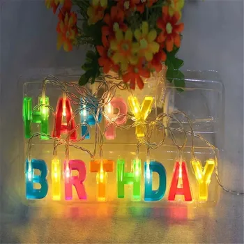 

1.3M Colorful Alphabet Light String Happy Birthday Merry Christmas Battery Power LED Lamp for Room Bedroom Bouquet Decoration
