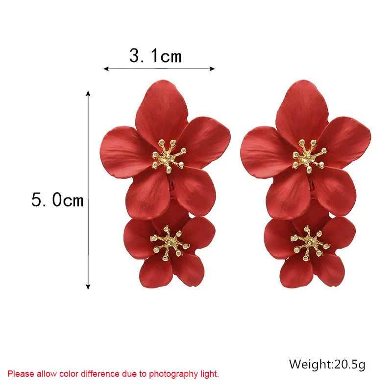 Flower Earrings Korean Double-layers for Ladies Exaggerated Fashion