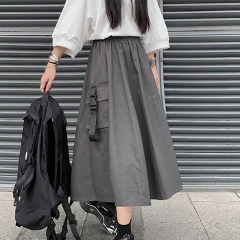 

2020 Japanese Korean Summer Skirts Svestidos Fiesta Gothic Vintage Pocket Harajuku Style Was Thin High Waist A Word Skirt Women