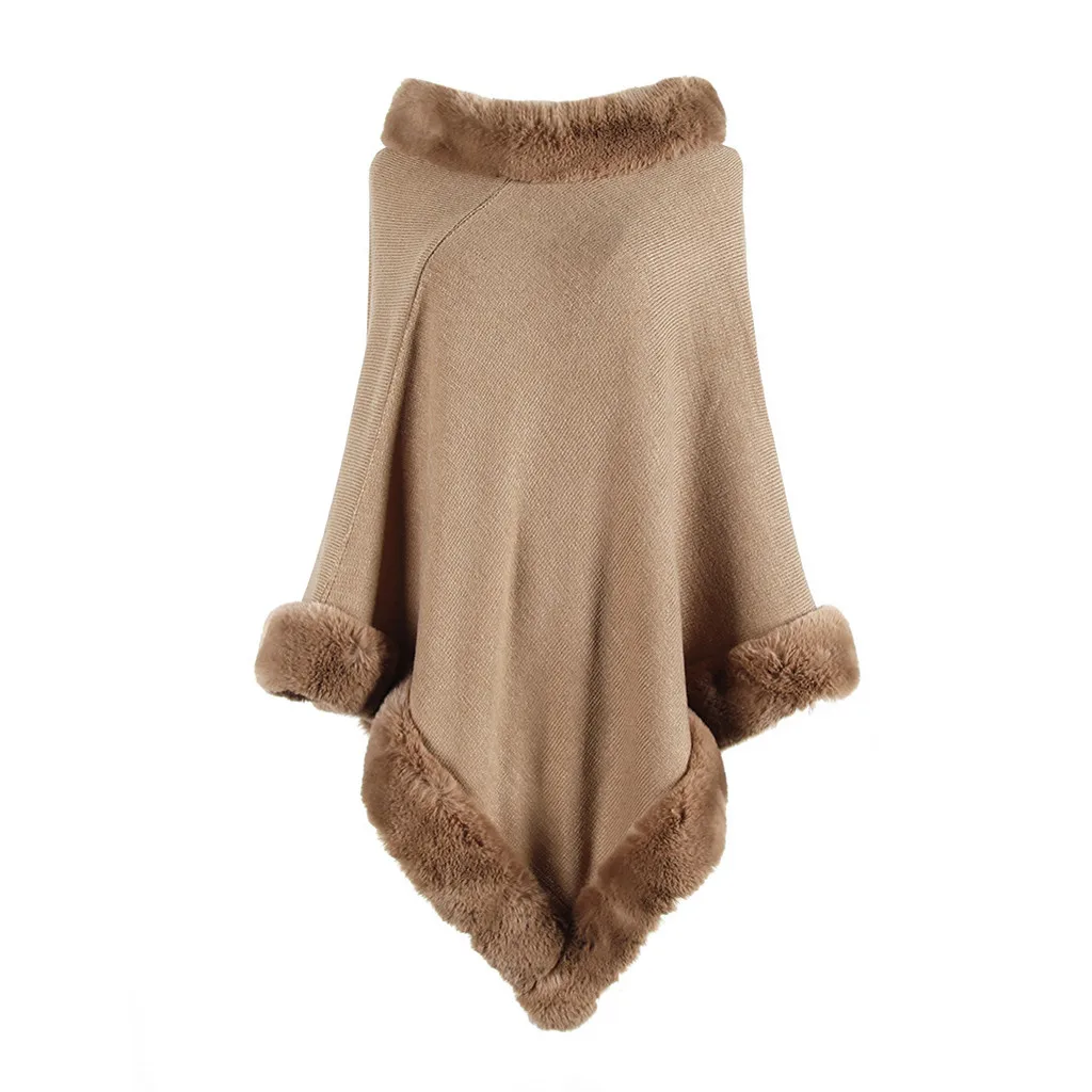 Womail Повседневный вязаный свитер с неровным подолом, зимний модный женский однотонный свободный свитер с круглым вырезом и меховым воротником