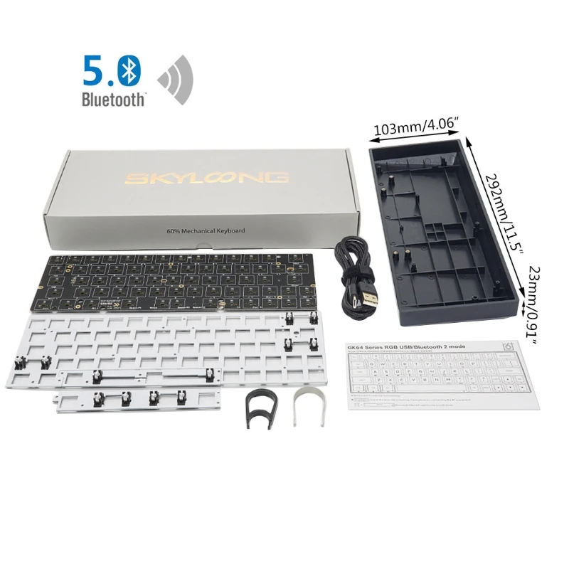 

GK64XS Hot Swap Programmable Bluetooth Mechanical Keyboard Pcb Custom Kits GH60