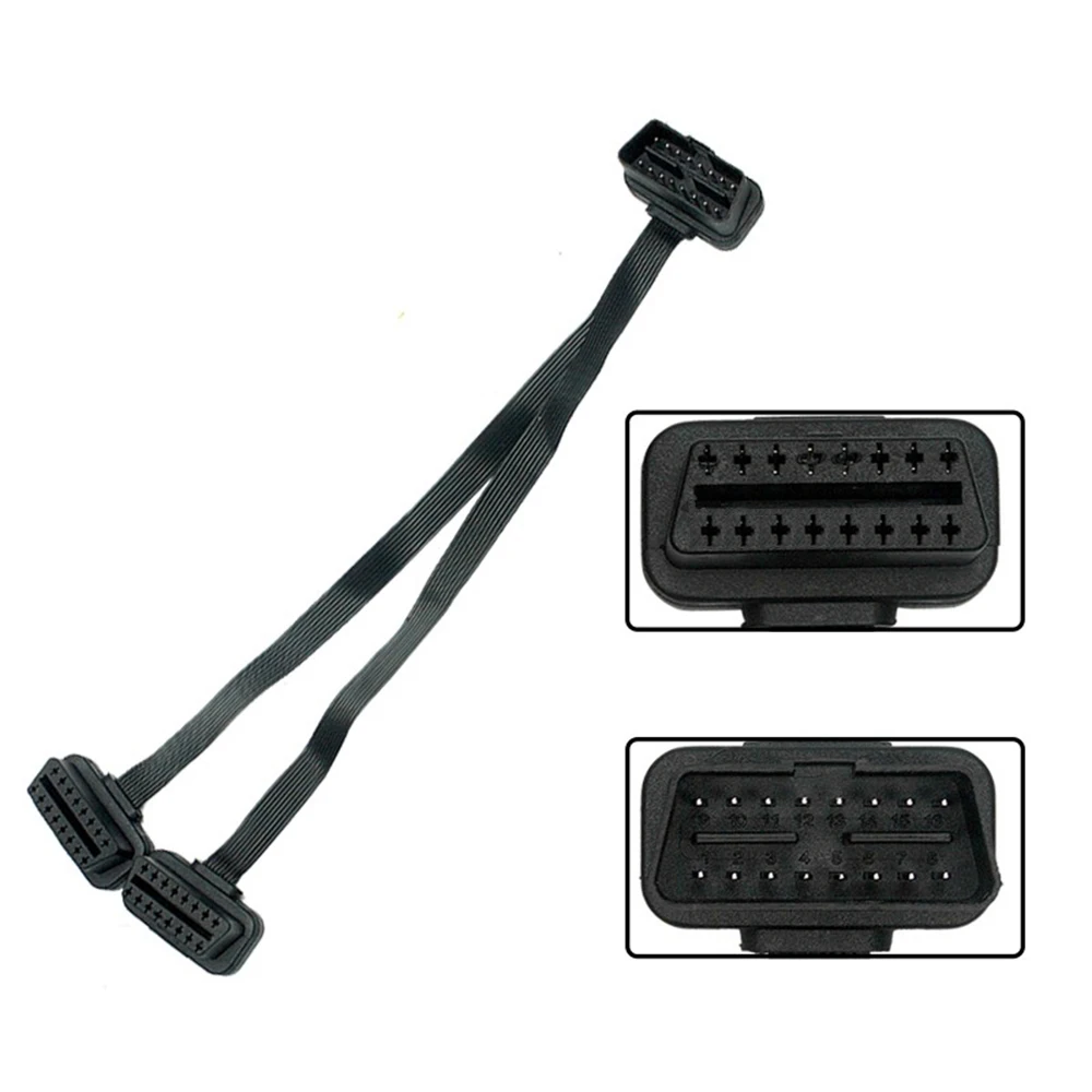 KKMOON OBD2 OBDII OBD 16 Pin мужской и двойной Женский Y сплиттер локоть соединительный кабель