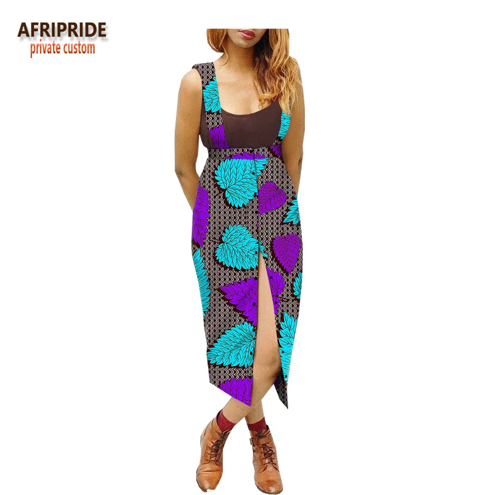 Летняя африканская юбка с поясом для женщин AFRIPRIDE регулируемый пояс длина до середины икры однобортная Женская юбка из хлопка A1827003 - Цвет: 337X-6