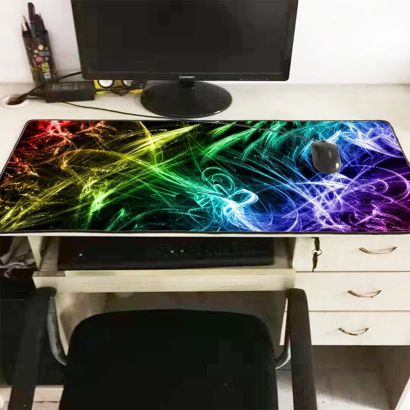  XGZ Abstract Cool Colorful Line Large Gaming Mouse Pad Rubber PC Computer Gamer Mousepad Desk Mat L