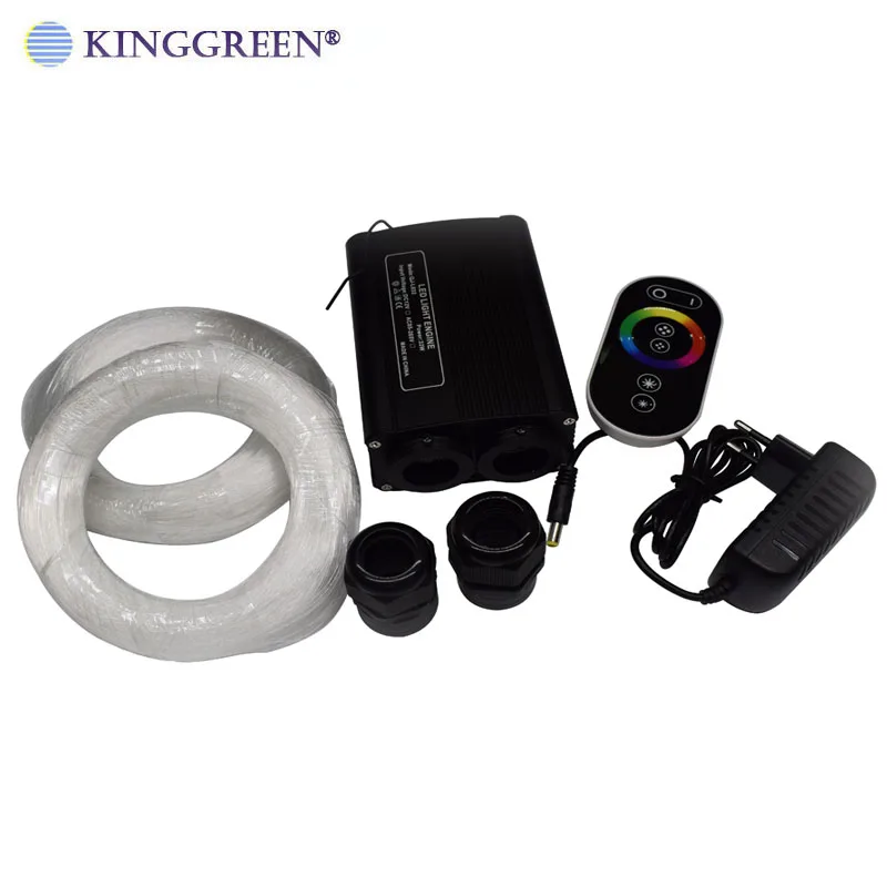 32W RGBW LED Fiber Optic Light KitRF Touch Control Double Coupling LED Engine WIth End Glow Fiber Optic Cable Kit