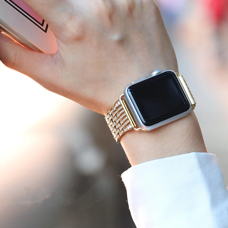 Блестящий ремешок для Apple watch 5 4 band 44 мм 40 iWatch 38 42 бриллиантовый браслет из