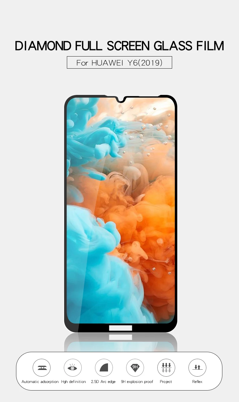 50 шт., полностью проклеенное закаленное стекло с полным покрытием для huawei Y7 Pro Y7 Prime Y7 Y9, защитная пленка для экрана