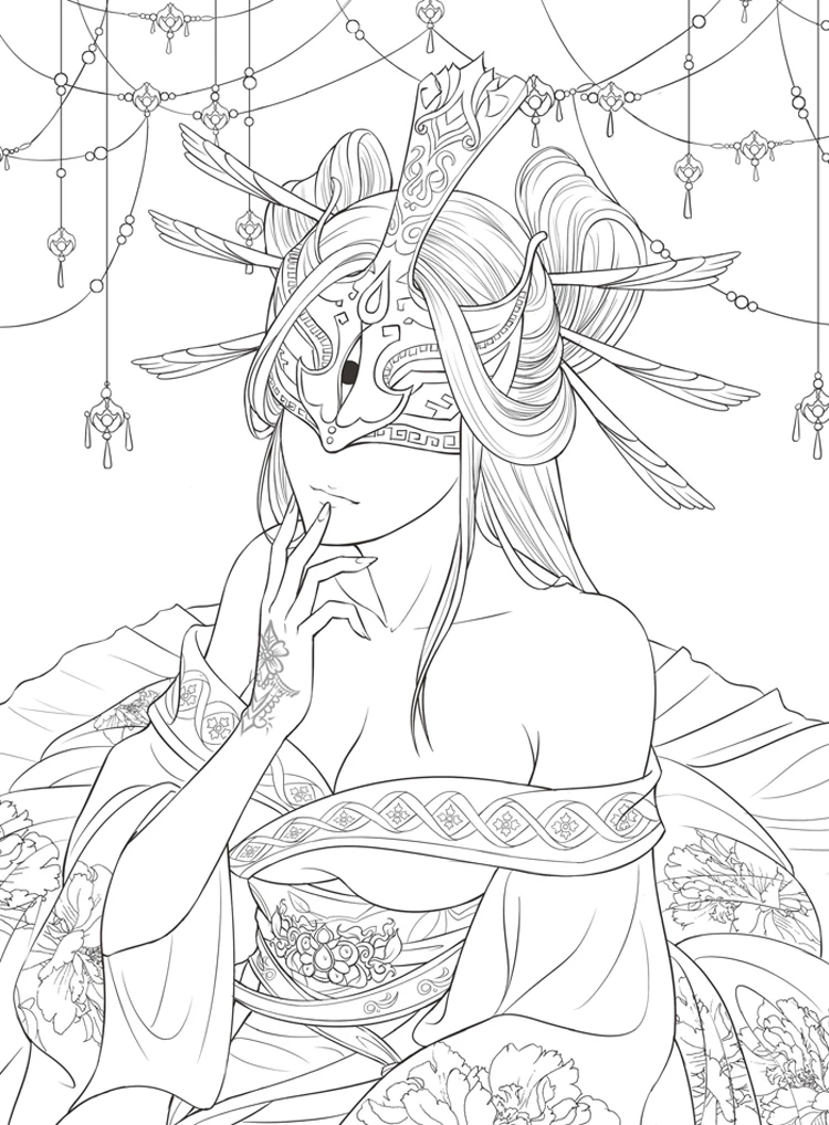 Chinese colouring pages for adults