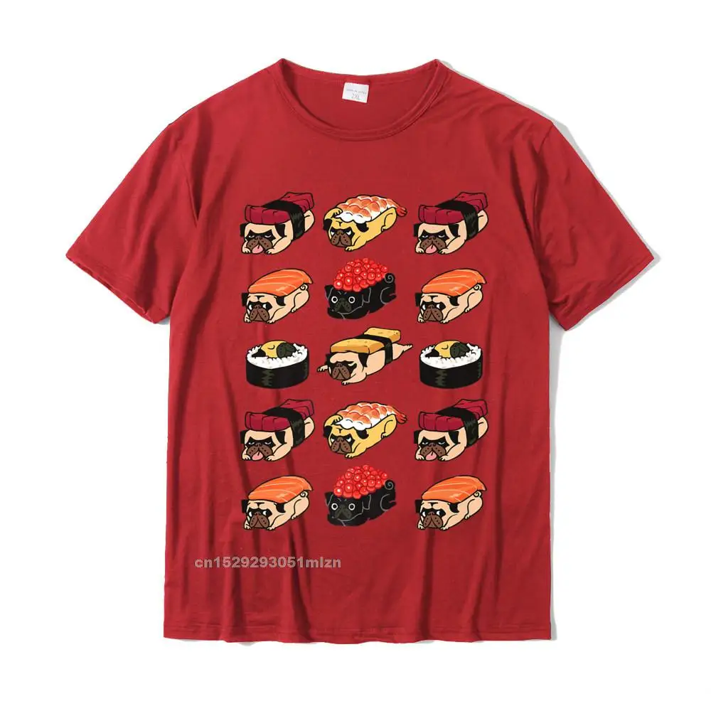 Slim Fit T Shirts Special Crewneck Sushi Pugs Funny T-Shirt__3665 All Cotton Male Tops T Shirt Custom Short Sleeve Tee Shirts Sushi Pugs Funny T-Shirt__3665 red