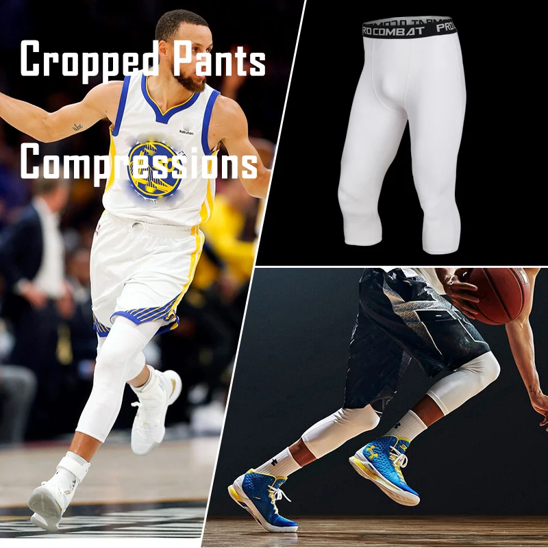 Men's Sports 3/4 Cropped Pants Running Leggings Mens Joggers Elastic  Compressions Sweatpant Football Basketball Trousers