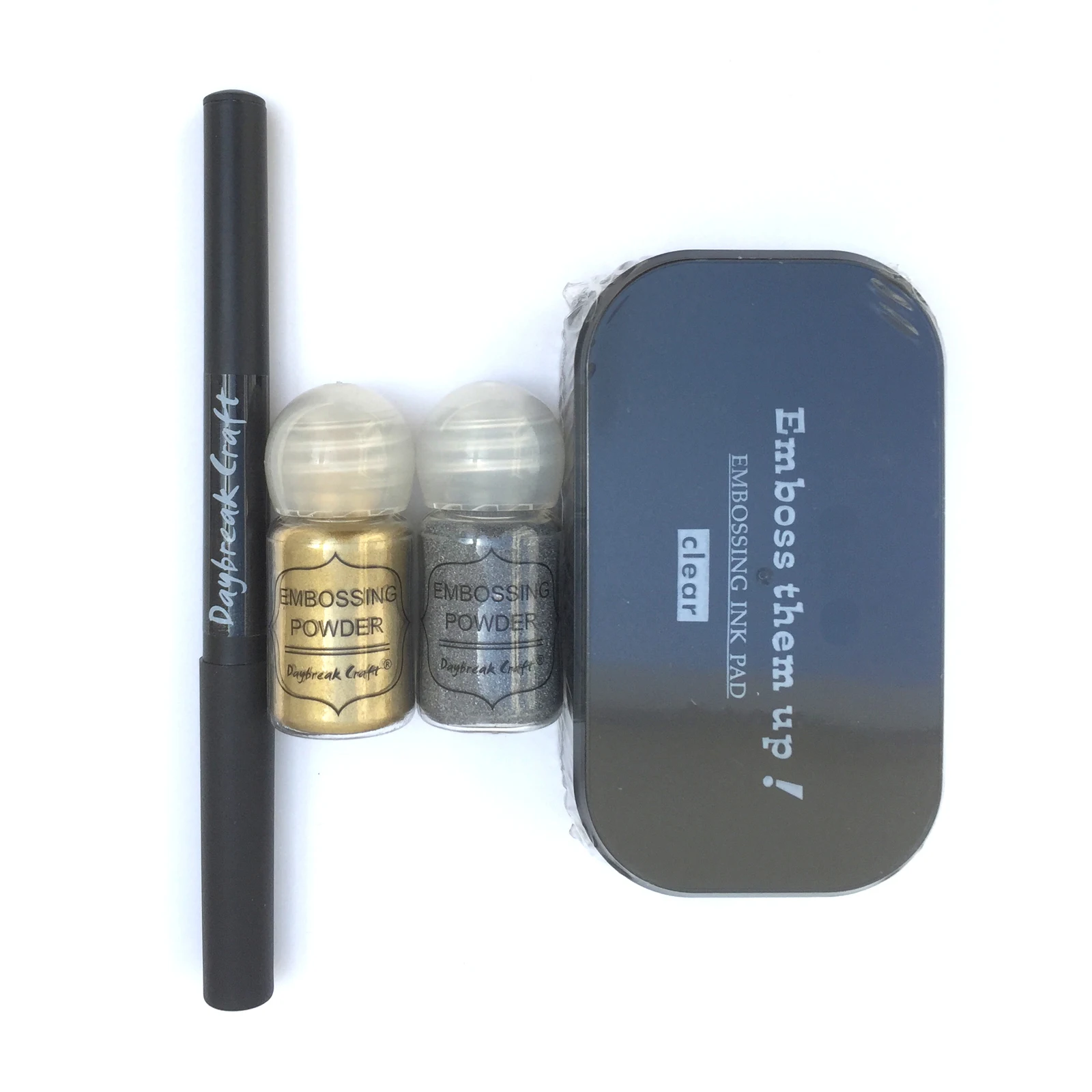 

Gold Silver Paint Embossing Powder With Emboss Pens Clear Sticky Ink Pad