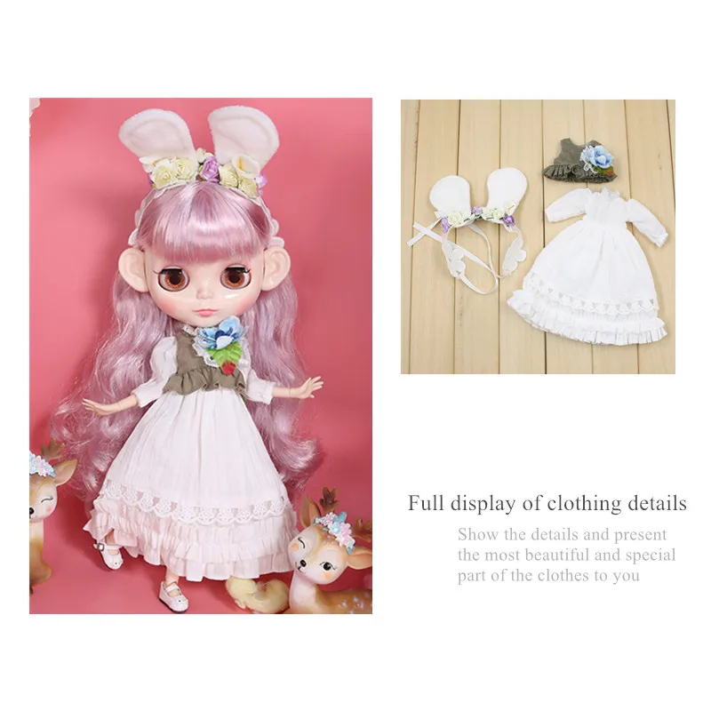 Fortune Days Blyth кукла Мори девушка стиль белое платье, украшение волос, жилет супер натуральный туалетный завод Blyth