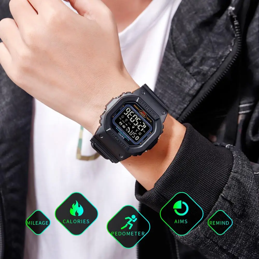 SKMEI 1629 Sport Men's Watches Bluetooth Digital Watch Luminous Waterproof  PU Bracelet Shock Male Wristwatches reloj hombre|Digital Watches| -  AliExpress