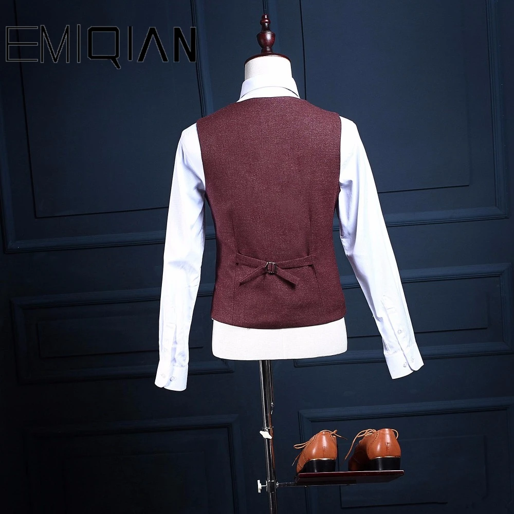 Autumn Winter Tweed Groom Tuxedos Italian Style Man Suit 3 Piece Mens Wedding Prom Party Suits blazer masculino terno men suit set