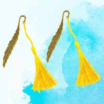 

2pcs Chinese Wind Creative Classic Vintage Tassel Feather Bookmark Metal Bookmarks