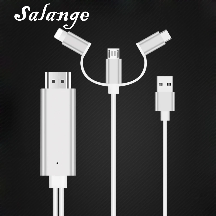 Кабель MHL 3 в 1 для iPhone HDMI Samsung телефон к проекции/ТВ 2 м кабель 1080P HDTV адаптер X|Кабели