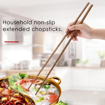 

Super Long Chopsticks Wooden Chopsticks Cook Noodles Deep Fried Hot Pot Chinese Style Food Sticks Kitchen Tools Noodles 2 pairs