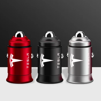 

3.1A Dual USB Car Charger Universal Mobile Phone Aluminum Car-Charger For Tesla Model 3 ModelS Model X Model Y Car Accessories