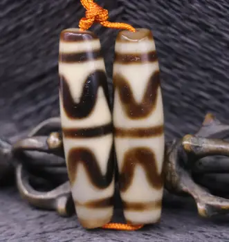 

A Pair of Magic Power Tibetan Old Agate Tiger Tooth dZi Bead Pendant Amulet LLZBL LKbrother Saurces Top Quality Garrentee