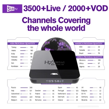 

subtv subscription 1 Year H96 mini H8 2GB 16GB android 9.0 tv box 4k World Turkish Spain Canada Germany Arabic smart tv box