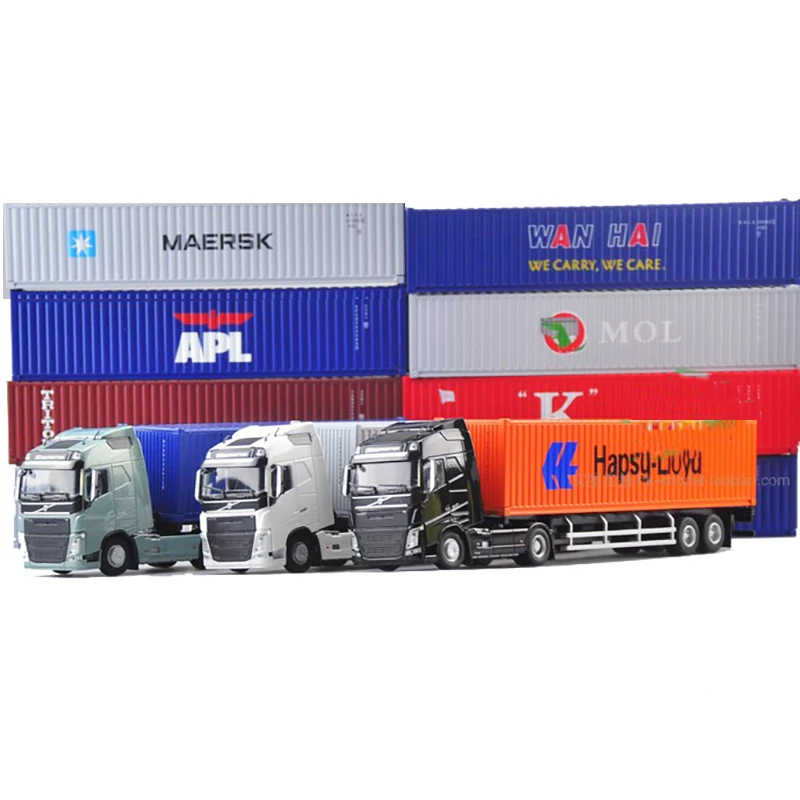 1:50 Масштаб сплав металлический контейнер грузовика-трейлера грузовой логистический автомобиль Maersk литья под давлением модель инженерного автомобиля Модель игрушки украшения