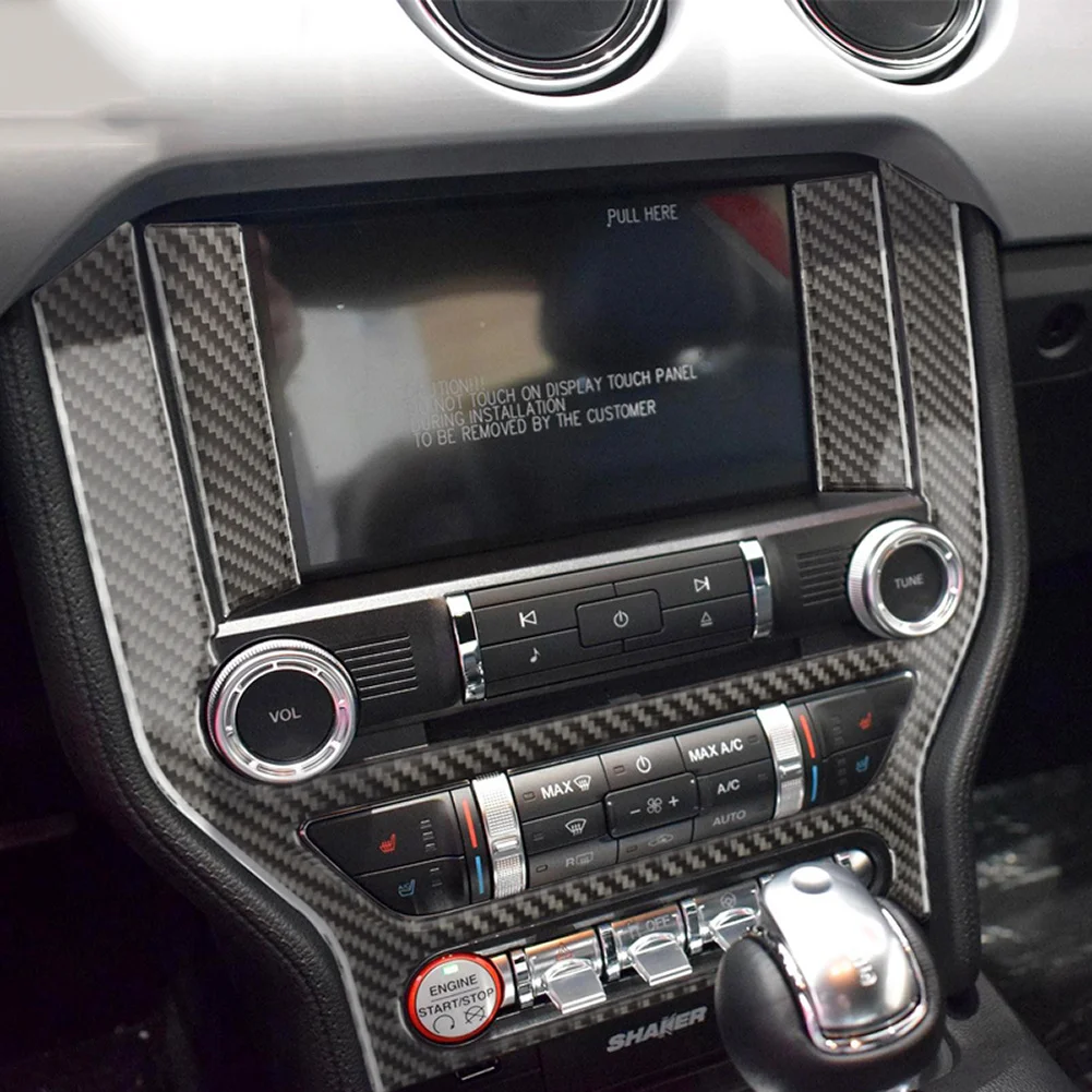 

Carbon Fiber Multi-media Console Cover Sticker Panel Trim Decoration For Ford Mustang 2015 2016 2017 2018 2019 Car Interior