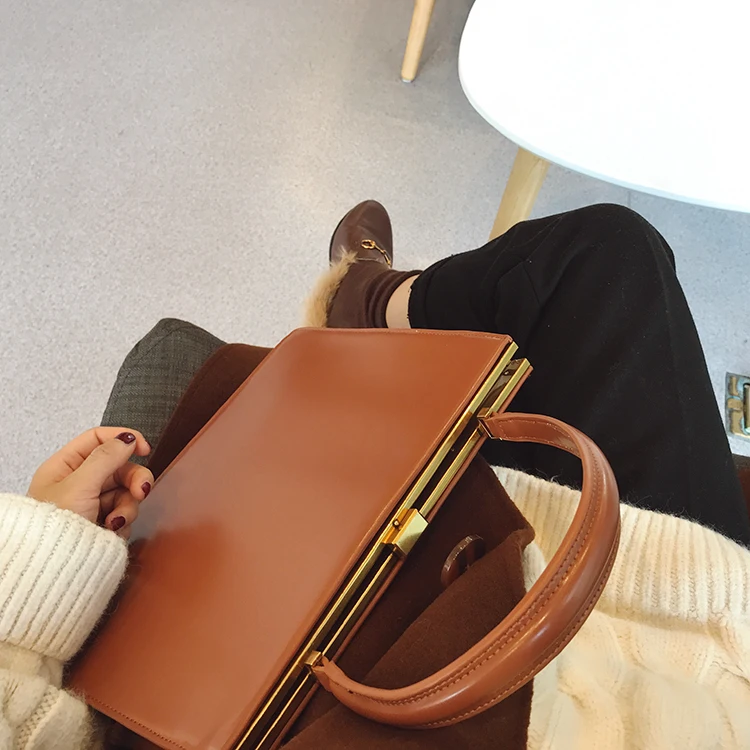 borsa da donna vintage con grande clip, borsa da donna casual, grande capacità, in pelle PU, borse alla moda da donna 2021_voghion.com