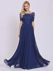 Mother Of The Bride Dresses Lace Applique Beaded Long Formal Evening Gowns With Sleeves Wedding Party Dress Bridesmaid Dresses