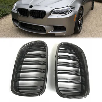

1Pair Car Front Grille Grill Double Dual Slat For BMW F10 F11 5 Series 2010 2011 2012 2013 2014 2015 2016 ABS Plastic