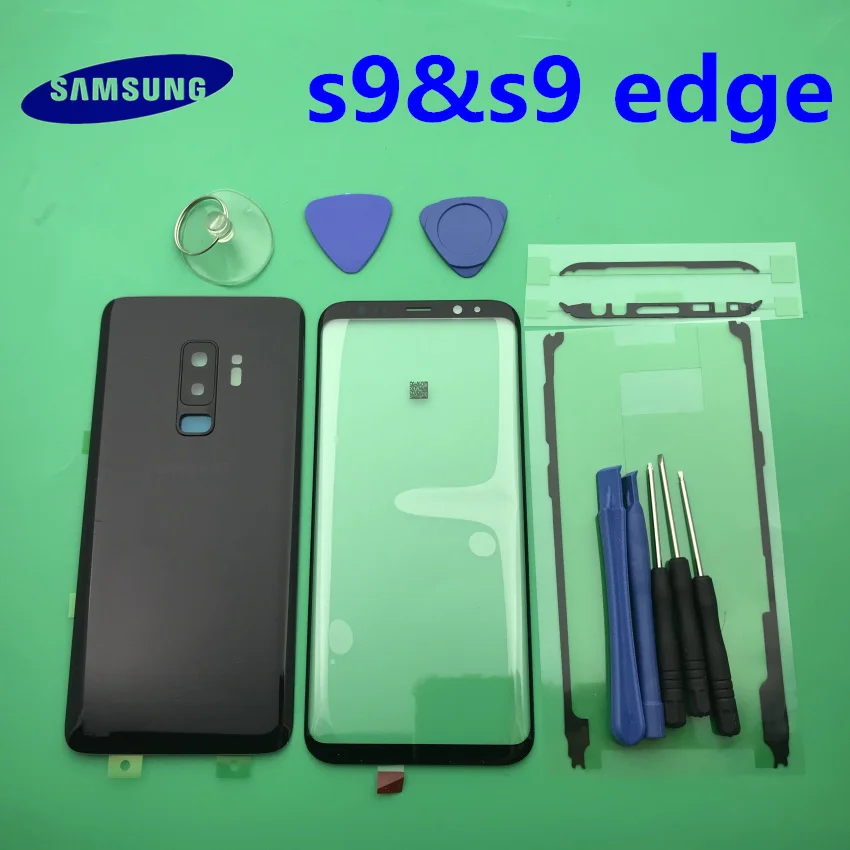 Для samsung Galaxy S9 G960 S9 plus G965 задняя крышка батарейного отсека задняя крышка корпус с ушной камерой стекло Передний экран стекло
