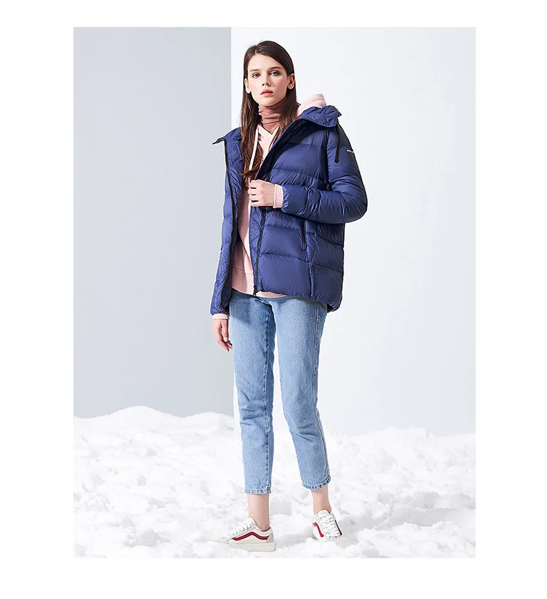 Goldfarm down Jacket Women's Short Autumn And Winter New Style Korean-style Drawstring Hooded down Jacket Fashion Loose Sli