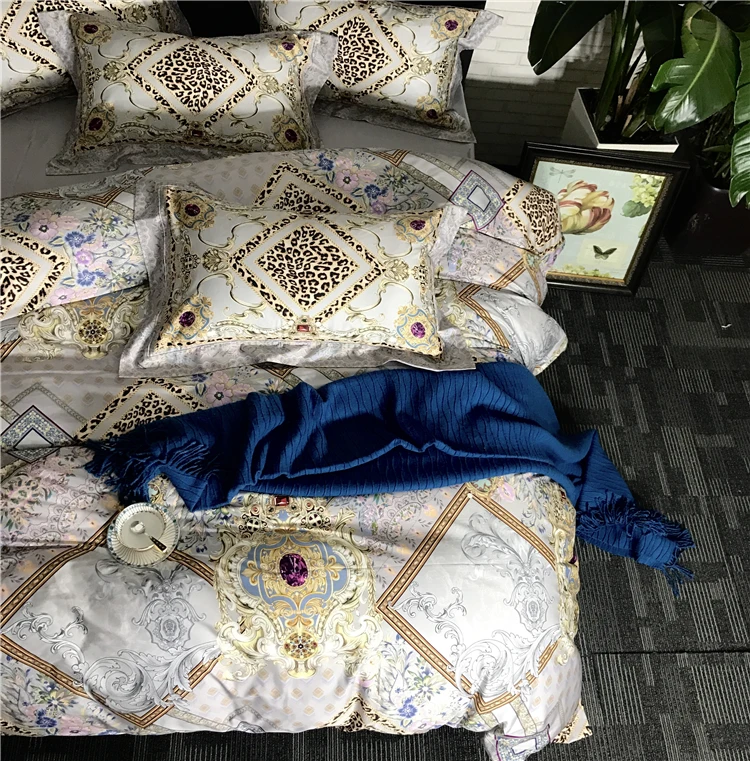 Европейский ретро высокого класса люкс 100S цифровой печати 4-Комплект постельного белья хлопок двухжильный остров хлопок 1,5 m 1,8 m 2m
