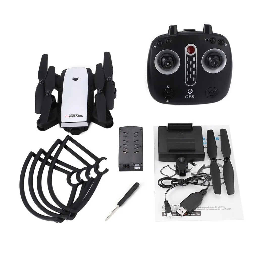 

2.4G FPV Foldable GPS RC Drone Smart Quadcopter with 0.3MP/720P Adjustable Wifi Camera Real-time Altitude Hold Headless Mode Toy