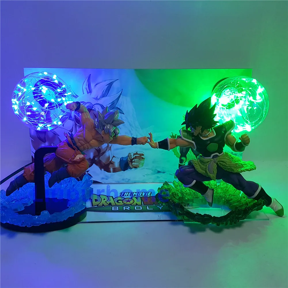 Настольная лампа Dragon Ball Z Broly VS Goku, светодиодная фигурка, ночные светильники, рождественский подарок, Broli Ultra Goku, освещение, Lampara DBZ, визуальный светодиод