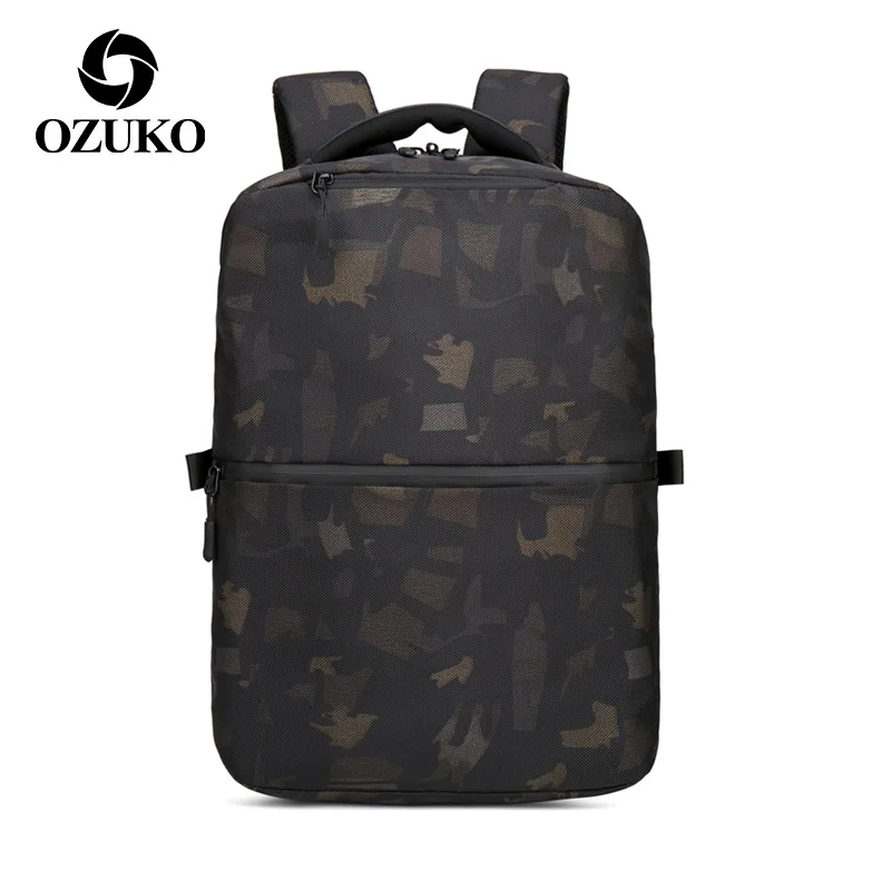 OZUKO, мужской рюкзак, противоугонные сумки для мужчин, водонепроницаемый рюкзак, качественный мужской рюкзак, usb зарядка, повседневные дорожные рюкзаки - Цвет: Camouflage