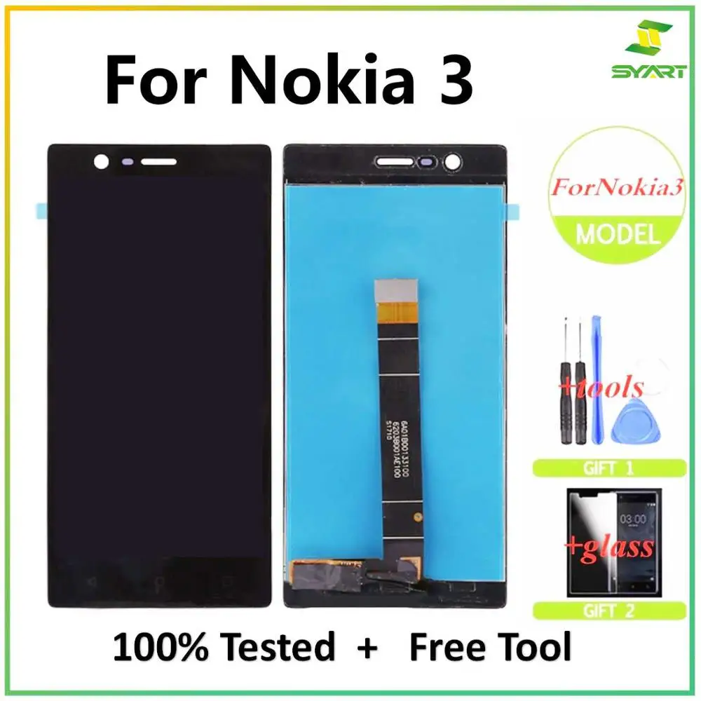 Baratos Para Nokia 3 Nokia N 3 LCD pantalla MONTAJE DE digitalizador con pantalla táctil reemplazo de reparación + regalo para Nokia3 N3 TA 1032 LCD pantalla