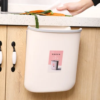 

Waste Storage Folding Waste Bin Kitchen Cabinet Door Hanging Trash Bin Trash Can Wall Mounted Trashcan for Bathroom Toilet