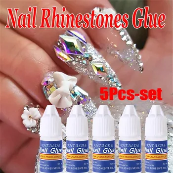 

5Pcs/Set Nail Glue Fast-dry Adhesive Acrylic French Art False Tips 3D Decoration Glue Nail Art Rhinestone Makeup Cosmetics Tools