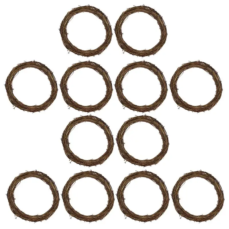 10PCS 10/15CM Christmas Natural DIY Craft Rattan Wreath Rustic Hoop Hanging Ornaments For Door Window Decoration | Дом и сад