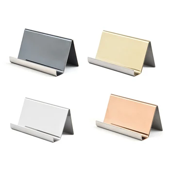 

New High-End Stainless Steel Business Name Card Holder Display Stand Rack Desktop Table Organizer 4 Colors Business Card Desktop