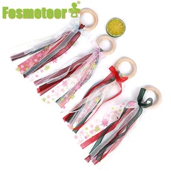 Fosmeteor Anillo de madera con cascabel para fiesta de cumpleaños, nuevo accesorio con cinta antimanchas de Color arcoíris, ideal para regalo de cumpleaños