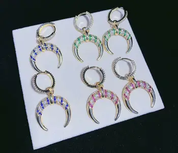 

3pcs New Cubic zirconia microcrescent earrings double horn earrings wholesale jewelry