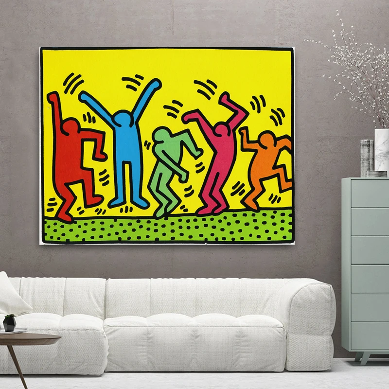 

Modular Canvas Home Decor Keith Haring Abstract Wall Art Watercolor Pictures Paintings for Living Room Artwork No Frame