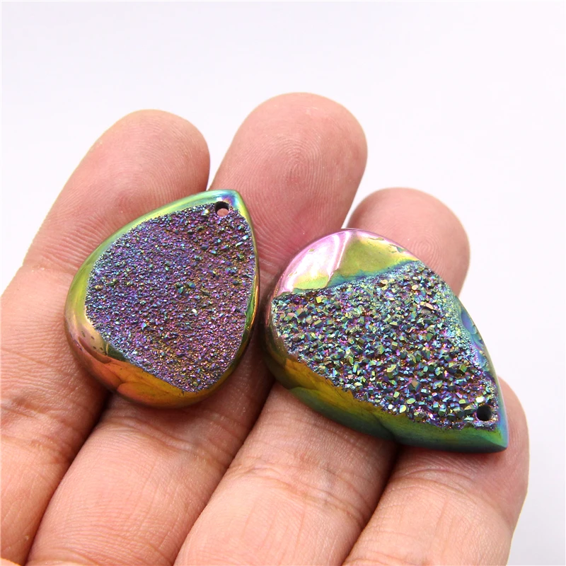 Натуральный Радужный кулон agates druzy geode кулон ручной работы Капля воды кулон agates Druzy каменные подвесные украшения для женщин ручной работы ожерелье
