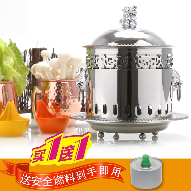 Single person small hot pot one mini classical court buffet stainless steel alcohol stove chafing dish nimi | Дом и сад