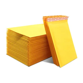 

100pcs Anti Pressure Packaging Courier Bags Yellow kraft Bubble Envelope Mailing Bags Shockproof