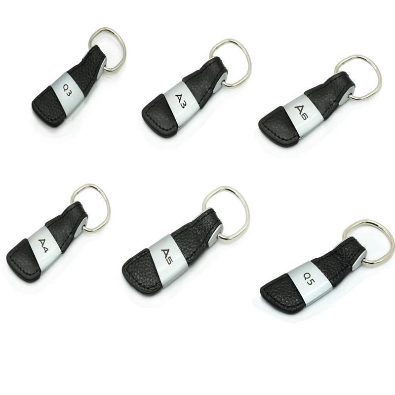 Emblem Auto Part Car Logo Metal & Leather Keyrings Keychain Keyfob 