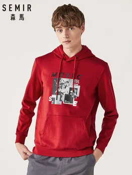 

SEMIR Plus velvet sweatershirt men 2019 winter new adult Korean print hooded hoodies adult hooded clothing man