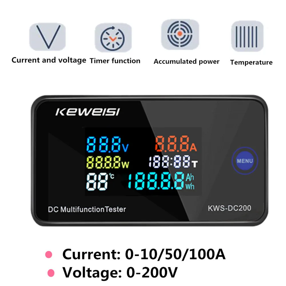 KWS-DC200 цифровой вольтметр постоянного тока 0-200V Напряжение семь функций Мощность