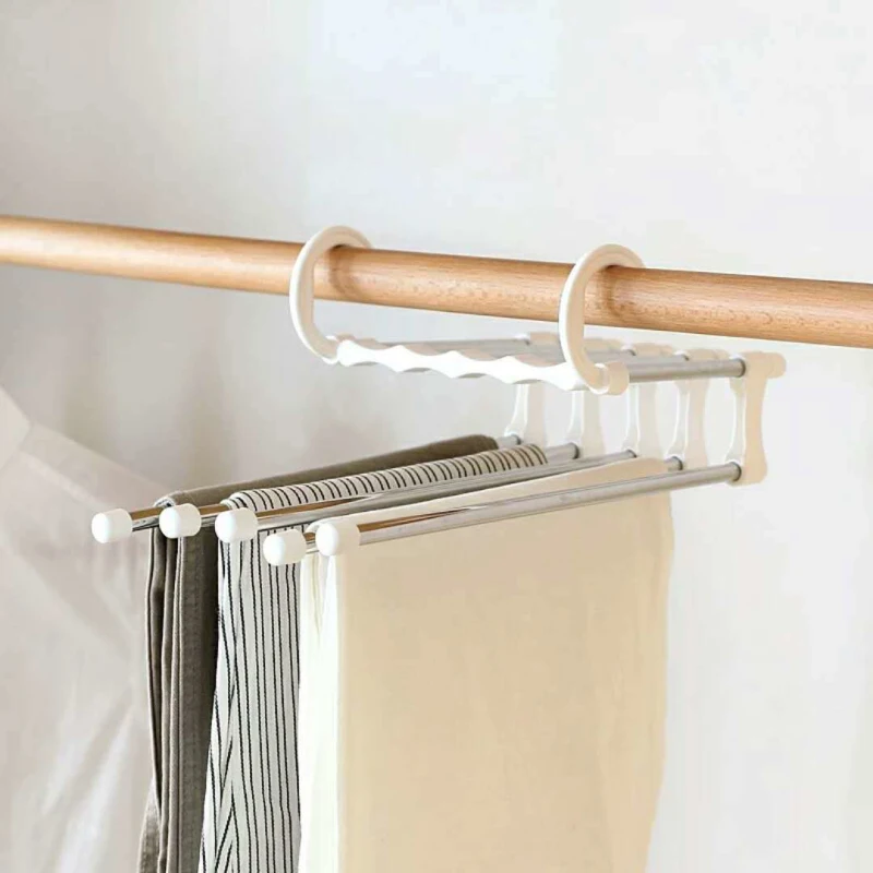 5-в-1 Портативный мульти-функциональный одежда Вешалки Магия вешалка для одежды, вешалка для хранения Вешалки Нержавеющая сталь ткань вешалка для шкафа для хранения